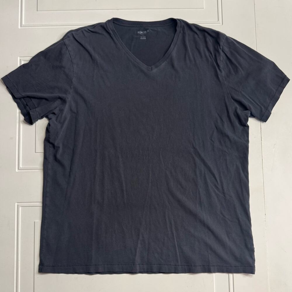 Bonobos Mens Sz L Dark Charcoal Gray Standard Fit V Neck T-Shirt Cotton